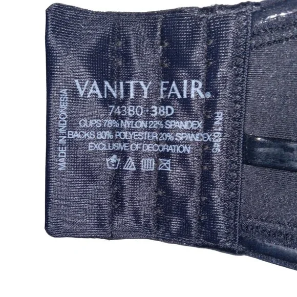 Vanity Fair® Beauty Back™ Strapless Bra Convertible straps Black size 38D NWOT - Picture 4 of 6